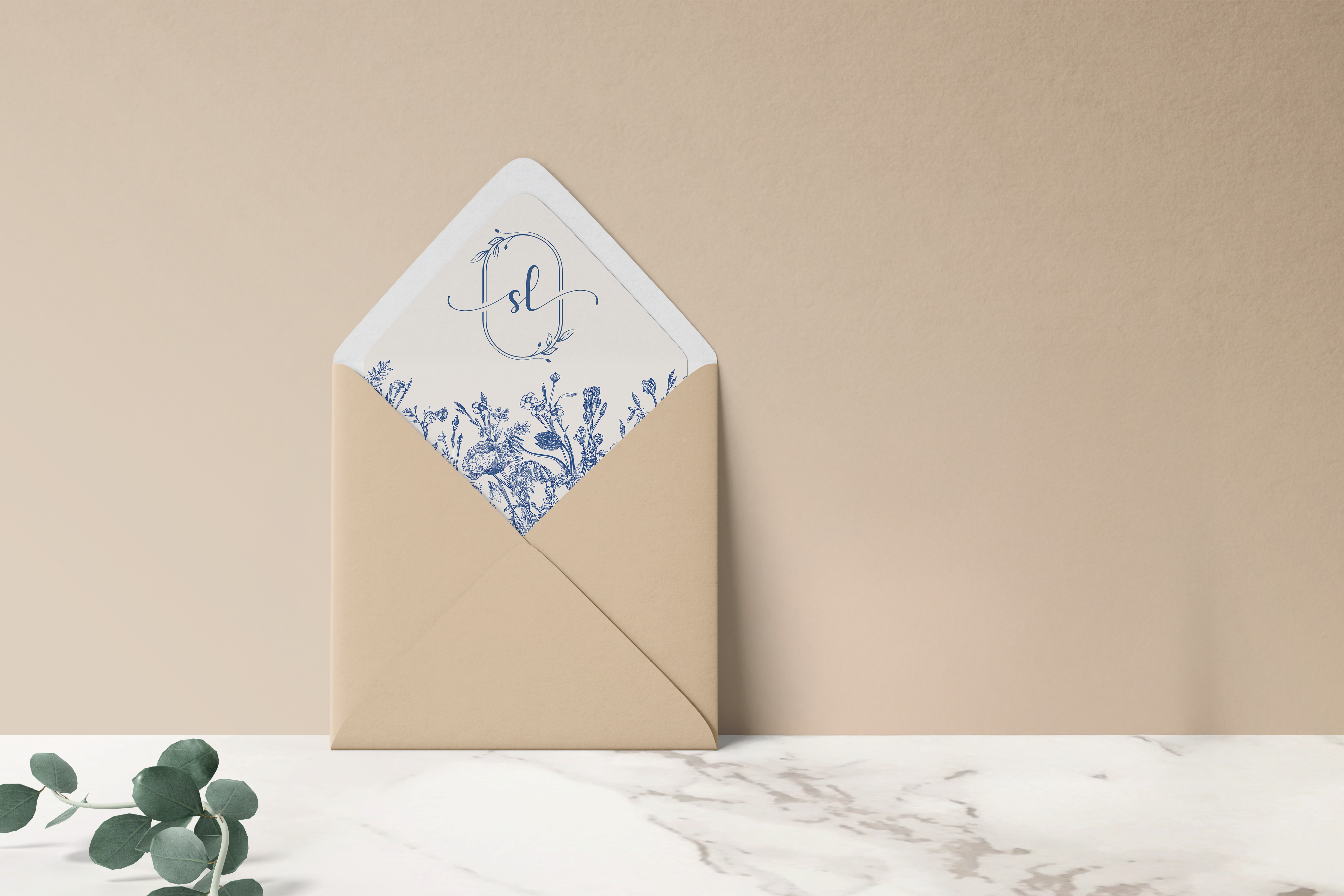 Envelope Liner & Monogram - Digital Calligraphy